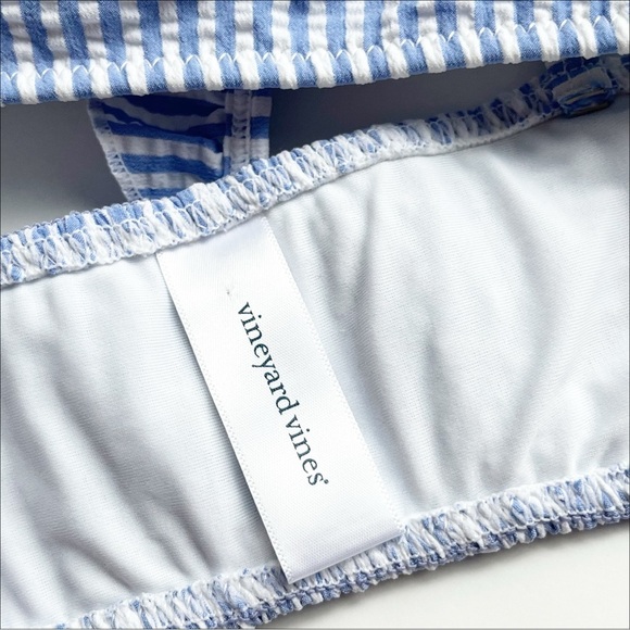 Vineyard Vines NEW Seersucker Bikini Set Small blue stripe pastel flutter preppy - Picture 4 of 11